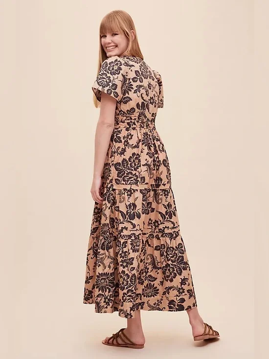 ANTHROPOLOGIE The Somerset Floral Maxi Dress Large L flowy tiered cotton summer - Picture 12 of 12